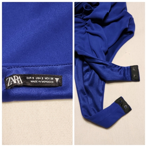 Zara Halter Neck Bodysuit Royal Blue Floral Small - Picture 9 of 11